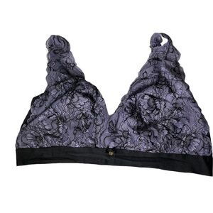 Cacique Lace Unlined Bralette Purple Black Size 44DDD